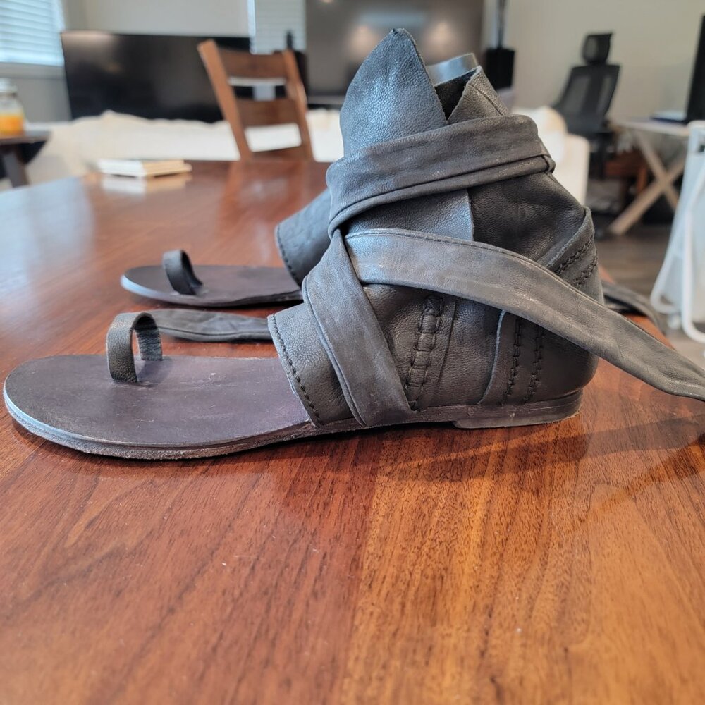Free People Women's Black Delaney Leather Wrap Boot Sandals - Picture 9 of 9